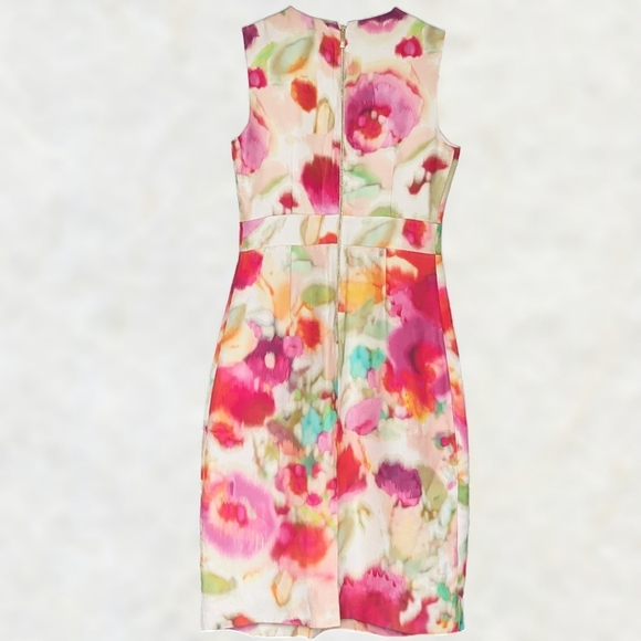 Kate Spade Giverny Bowden Sleeveless Floral Sheath Dress Fuchsia Aqua Orange - Picture 4 of 11
